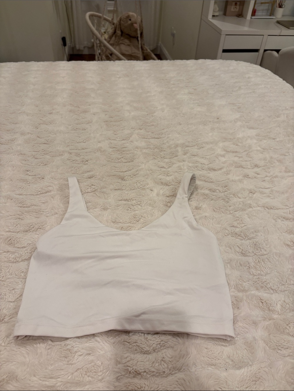 aerie White Scoop Neck Cropped Tank